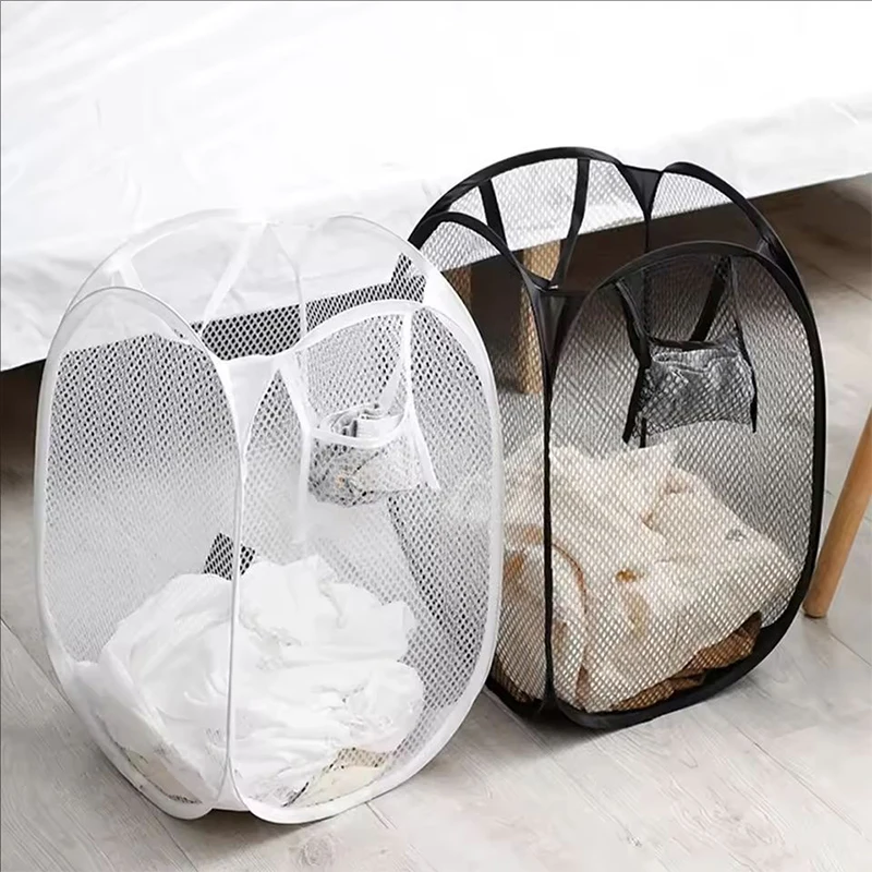 Collapsible Pop-up Mesh Laundry Basket for Easy Washing and Storage
