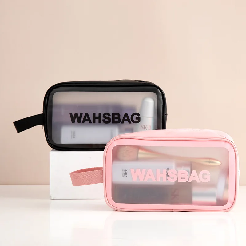 Cosmetic Bag Waterproof Portable Large Capacity Transparent Wash Travel PVC Scrub Cosmetics Storage PU Swimming
