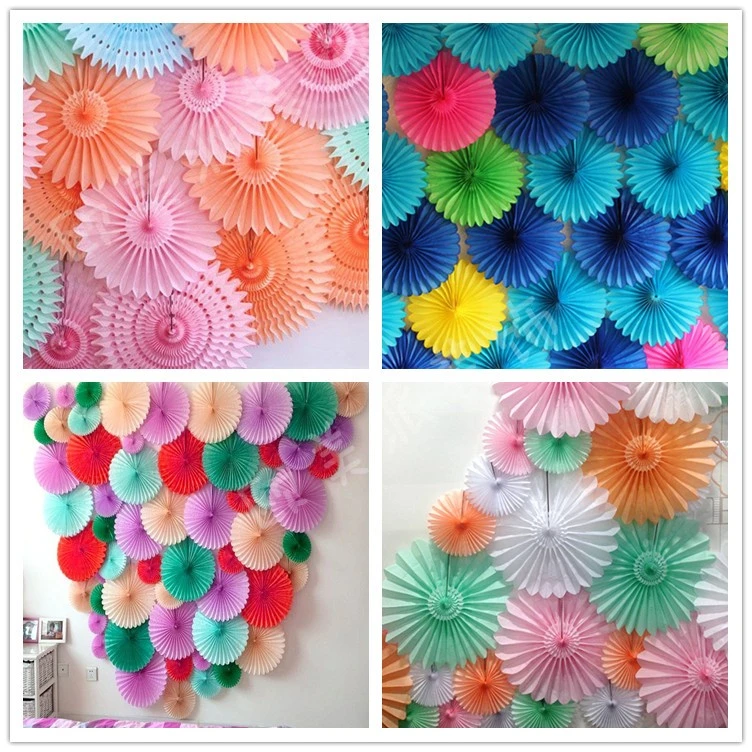 Abanico de papel chino redondo de 6 pulgadas y 15cm para Navidad, Halloween, boda, fiesta de cumpleaños, decoración artesanal, flores de papel colgantes|Decoraciones de fiestas| - AliExpress