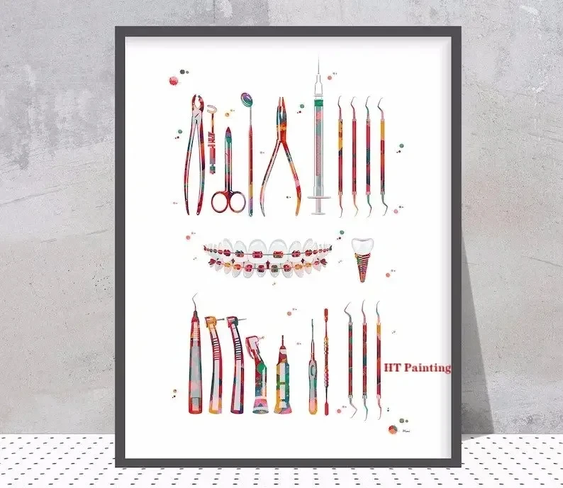 Modern Dental Art - Tooth Implant Anatomy Canvas Poster