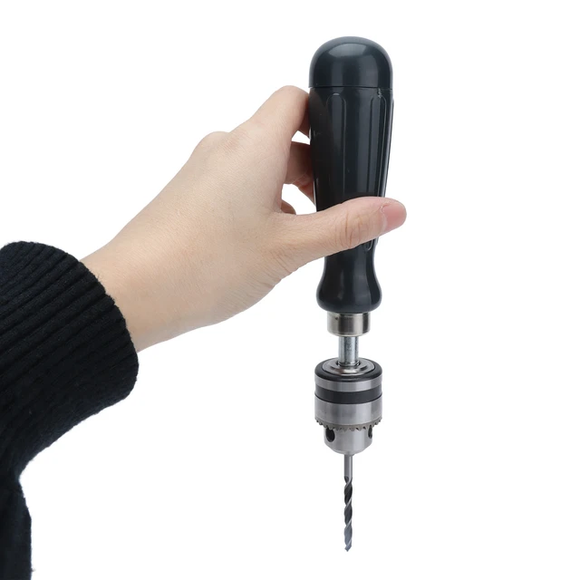 Hand Drill Carbon Steel Manual Crank Drill With Chuck Key And 5pcs Drill