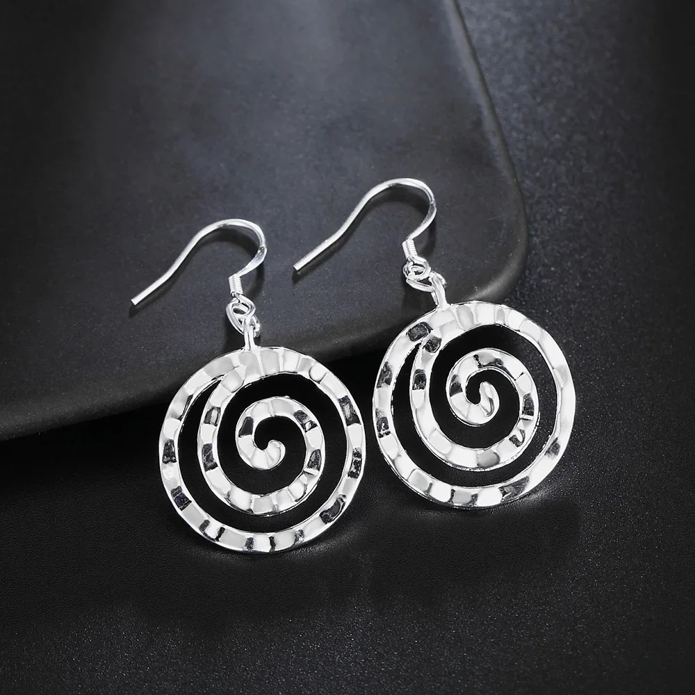 Pendientes de plata de ley 925 para mujer, joyería de temperamento, círculo espiral que combina con todo, regalo de cumpleaños