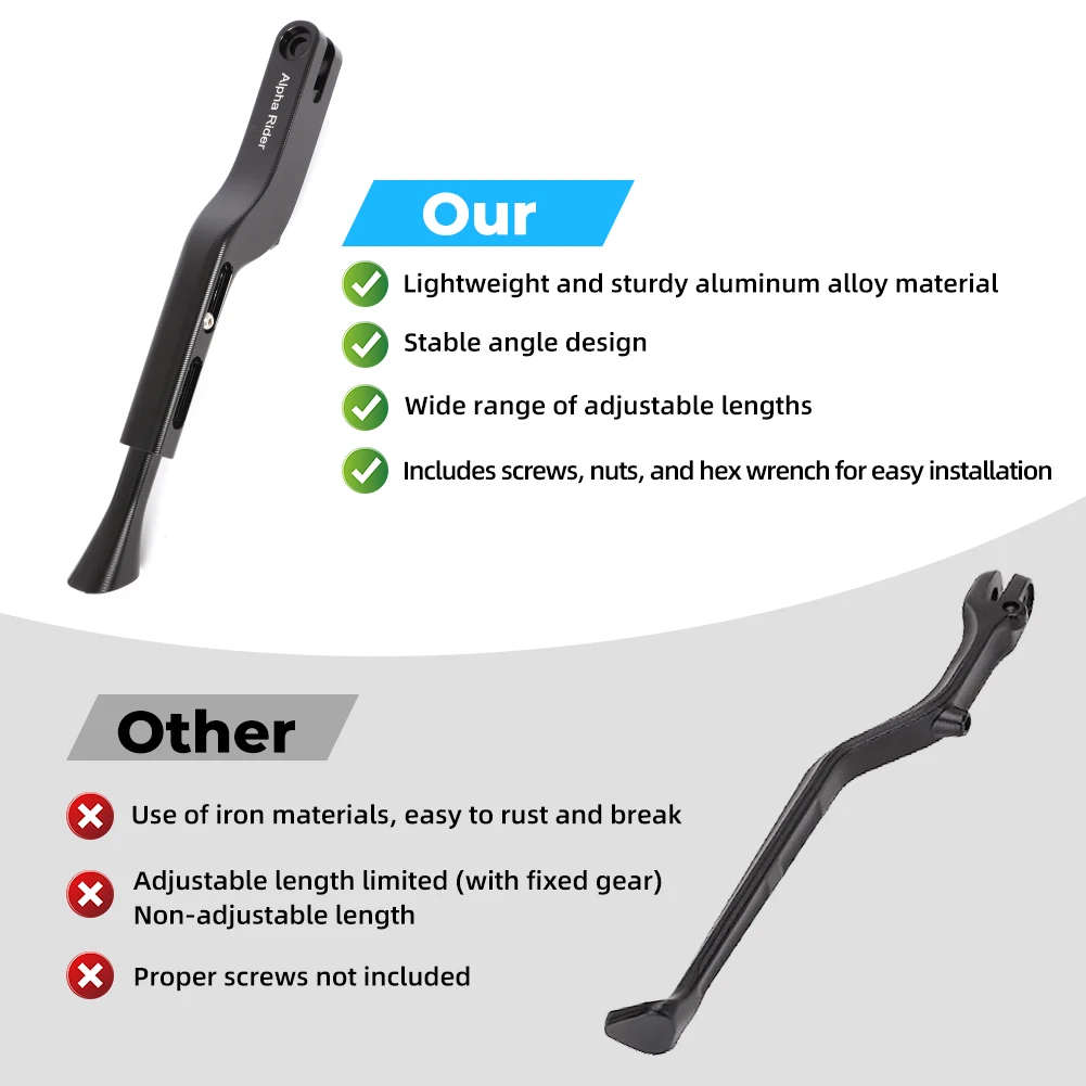 Motorcycle Kickstand Motorcycle Kickstand Extender For Surron Light Bee Sur-Ron Sur Ron X S X160 X260 Adjustable Side Stand Electric Dirt Bike Support Leg