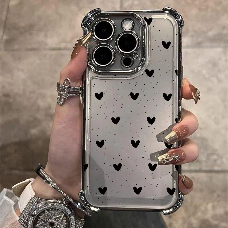 Elegant Love Heart Plating Phone Case