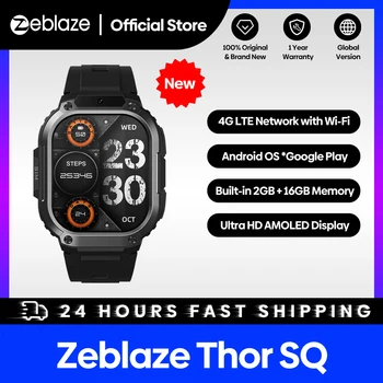 Zeblaze Thor SQ 4G 안드로이드 스마트 워치, 2.13 인치 AMOLED 스크린, 구글 플레이, 2GB + 16GB 전면 카메라, 구글 지도, 월드 프리미어
