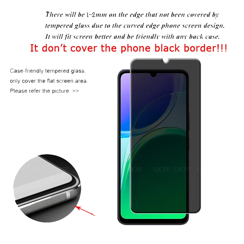 Vivo Y11D Anti-Spy Privacy Tempered Glass Screen Protector Set