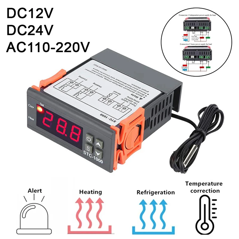 DC12V 24V AC110-220V STC-1000 LED Digital Thermostat for Incubator Temperature Controller Thermoregulator Relay Heating Cooling engine coolant thermostat thermostat housing cover