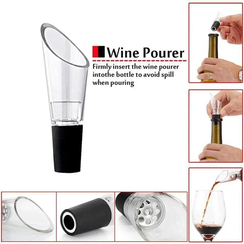 Wine Opener 4pcs Kit Air Pressure Bottle Opener Corkscrew Wine Pourer Vacuum Stopper Foil Cutter Accessory Gift Set