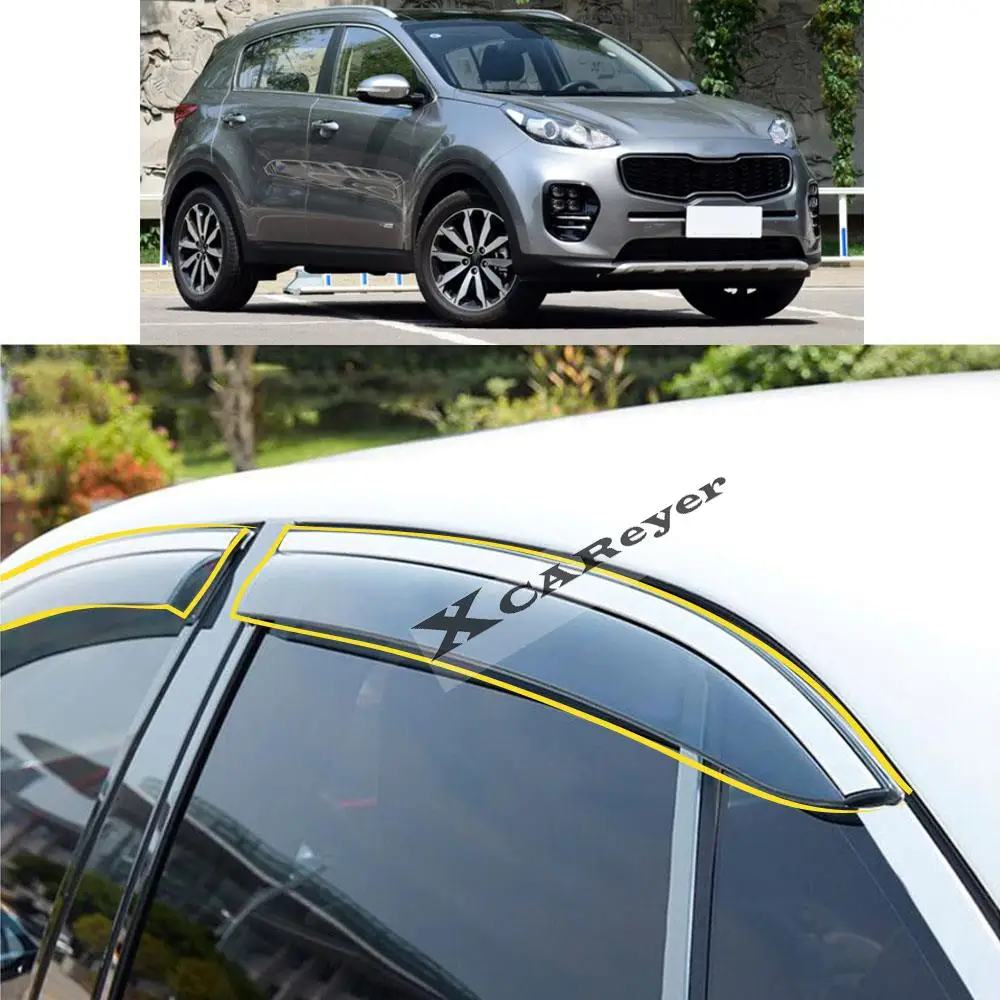 

Стикер для кузова автомобиля KIA Sportage KX5 2016 2017 2018 2019 2020, пластиковое стекло, ветрозащитный козырек, защита от дождя/Солнца