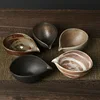 Japanese Handmade Retro Large Coarse Pottery with Gilded Glaze Irregular Shaped Cup Tea Divider Tea Set Accessories 1