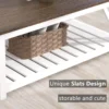 Farmhouse Coffee Table, Rustic Vintage Living Room Table with Shelf, 40 White 5