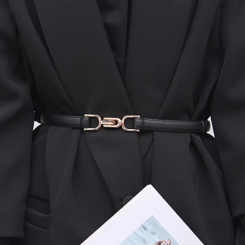 Belt Buckle Female Gold Women Leather Belt Gold Gold Thin Belt