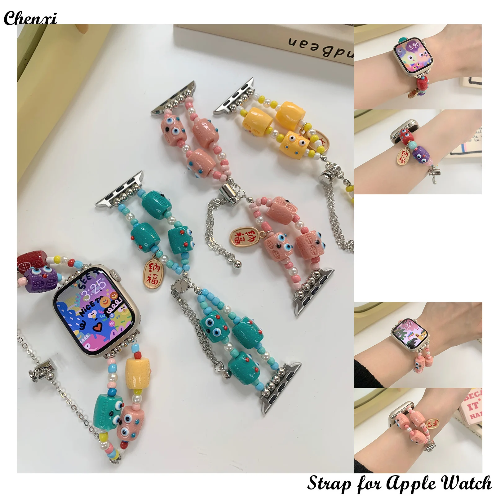 

Dopamin strap for Apple watch band lovely little monster bracelet chainfor iwatch87654321SE Ultra38 40 41 42 44 45mm women wrist