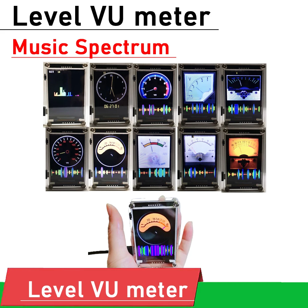 

DYKB 2.4 inch analog level VU meter Voice control Music Spectrum digital Display rhythm Analyzer Level Indicator multi-mode GPS