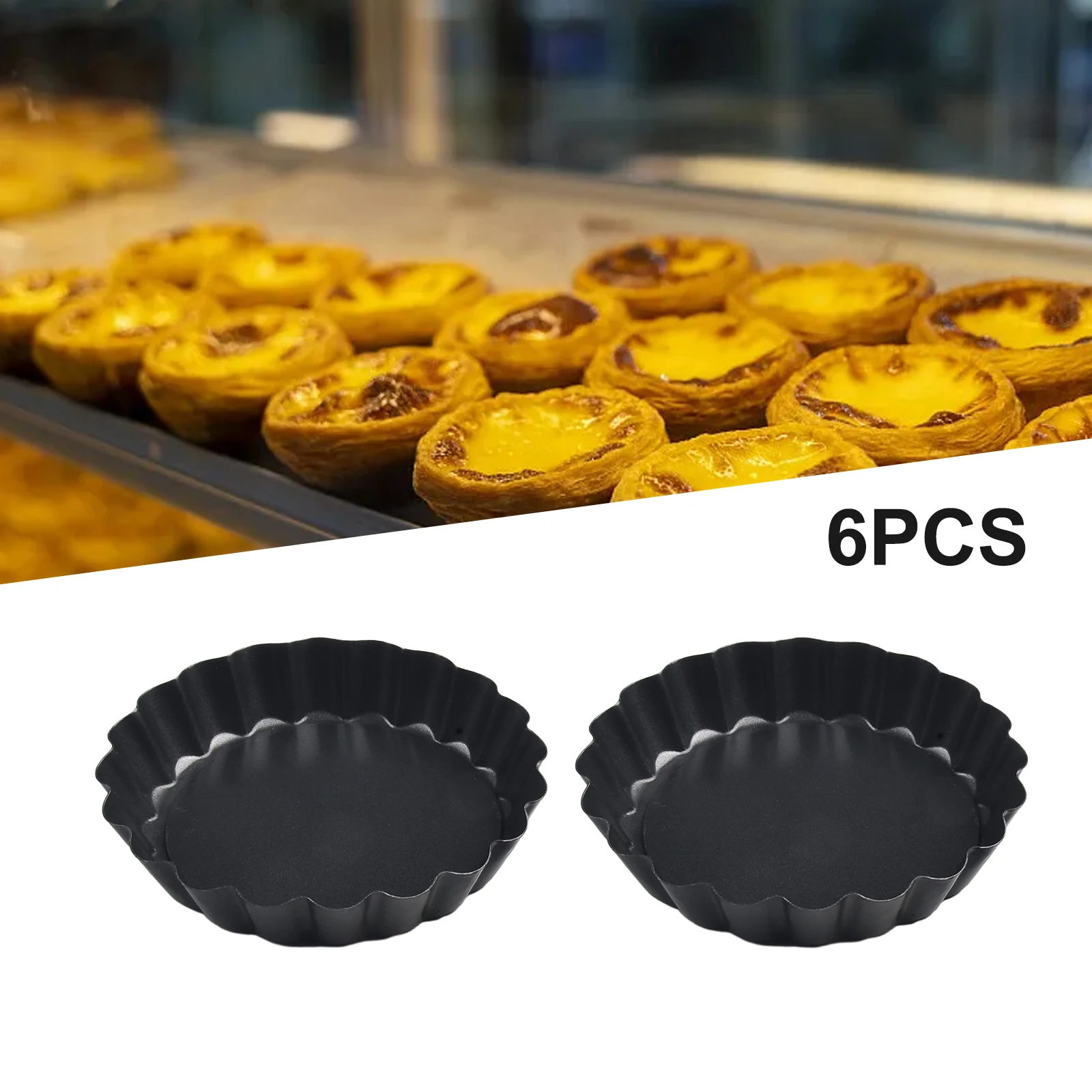 

6Pcs 10cm Mini Pie Muffin Cupcake Pan Molds Pie Pizza Cake Mold Non-Stick Tart Quiche Removable Loose Bottom Round Bakeware