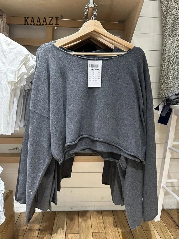 

Raw Trim Loose Sweatshirts Women Vintage Gray Cotton Scoop Neck Autumn Long Sleeve Tops Female Y2k Streetwear Casual Pullovers