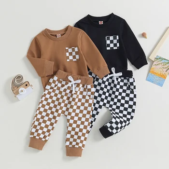 Baby Boy Checkerboard Tracksuit Set 1