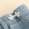 1 Pair Adjustable Waist Tightener Four Leaf Clover Trousers Waist Buckles for Jeans Pants Skirts Snap Button Adjuster Clips 4