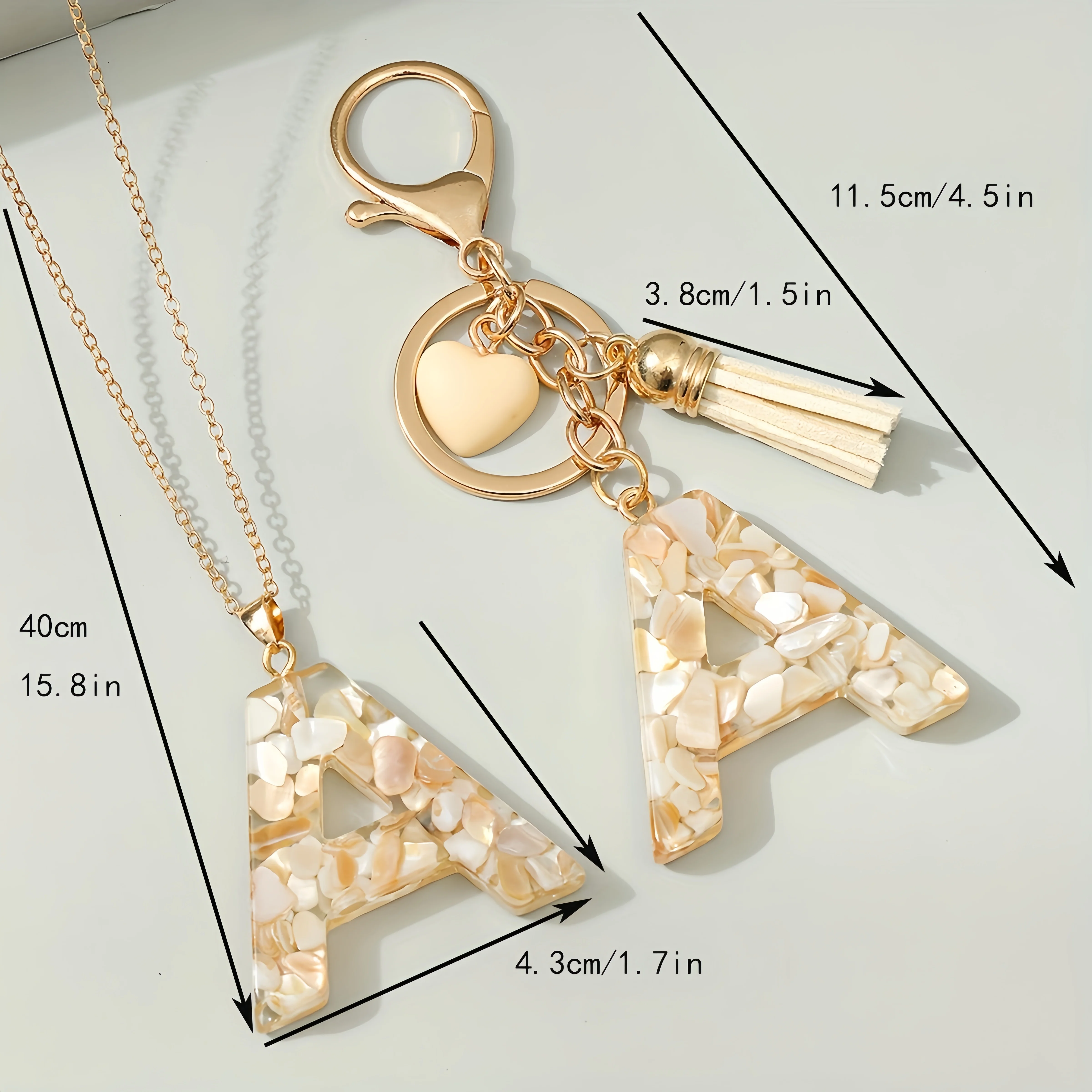 thumbnail interactive-video image 1 of White Stone Filled Resin Letter Keychain A-Z 26 Initials Name With Key Holder Tassel Heart Pendant Girls Handbag Backpack Decor 1 of 11