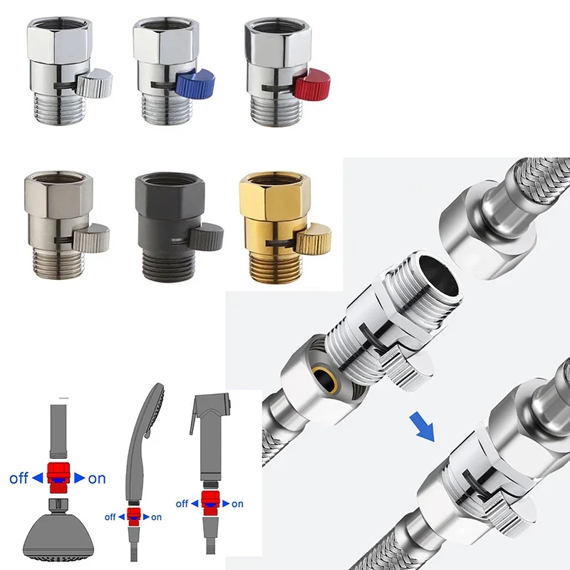 Shower Water Stop Valve Full Brass G1/2" Flow Quick Control Shut-OFF Valve Shower Head Water Saver Toilet Spray Gun