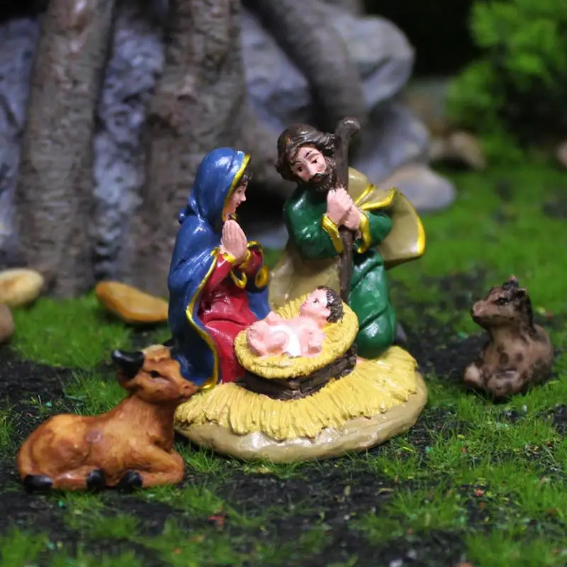 

Nativity Scene Indoor Christmas Decorative Resin Statue Nativity Figurines Holy Family Crafts Statue Decor Home Living Decor