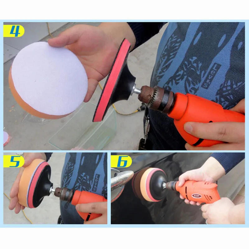 19 x Undulate Sponge Polishing Pad Car Paint Grinding Pads Clean Brush Tools for Car Polisher 180mm Self-Adhesive
