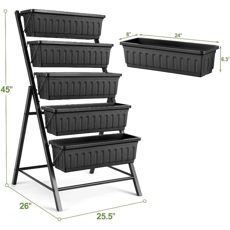 5-Tier Vertical Garden Planter with Drainage & Hooks 1