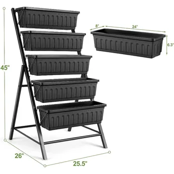 5-Tier Vertical Garden Planter with Drainage & Hooks 1