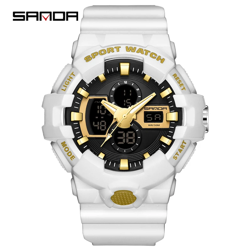 Sanda New 3130 Style Double Digital Men’s Electronic Watch Multi-function Wrist Watch Creative Leisure Watch Relógio Masculino 