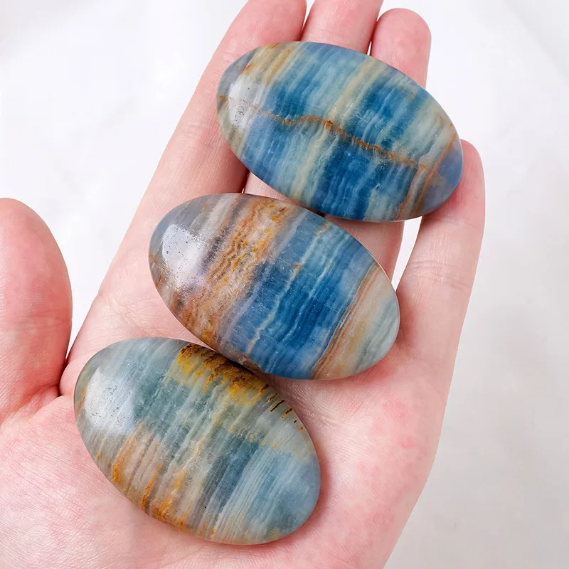 Piedra de masaje de cuarzo de calcita azul, cristal Natural