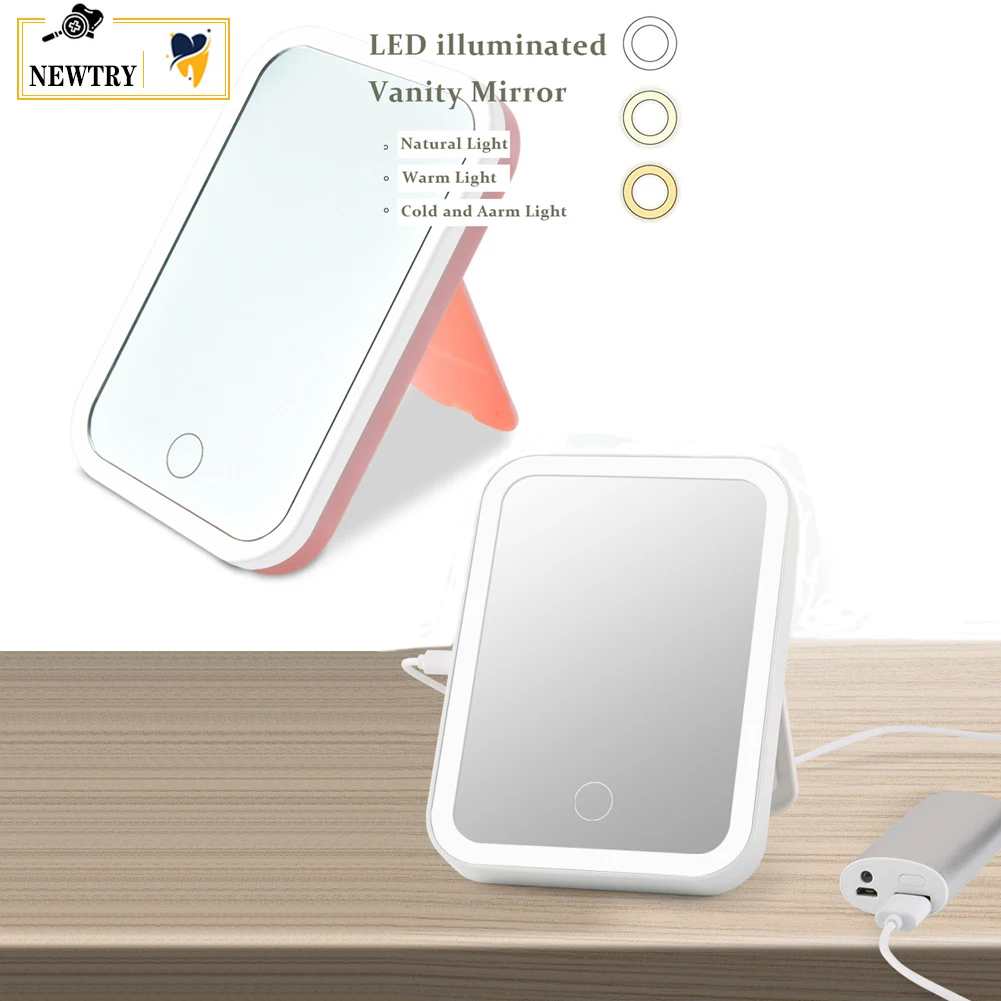 

Foldable Touch Screen Makeup Mirror 28 LED Bulbs Smart LED Light Beauty Table Dressing Cosmetic Mirror 3 Colors Stepless Dimming