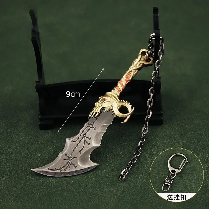 6~9cm God of War Blades of Chaos Kratos Blade of Olympus Mini Keychain Weapon Model Metal Action Figures Gift Toys Game for Boys 2