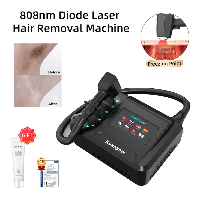 Profession 808nm Diode Laser Hair Remover Freezing Point Painless Hair Removal Skin Rejuvenation For Face And Body Laser