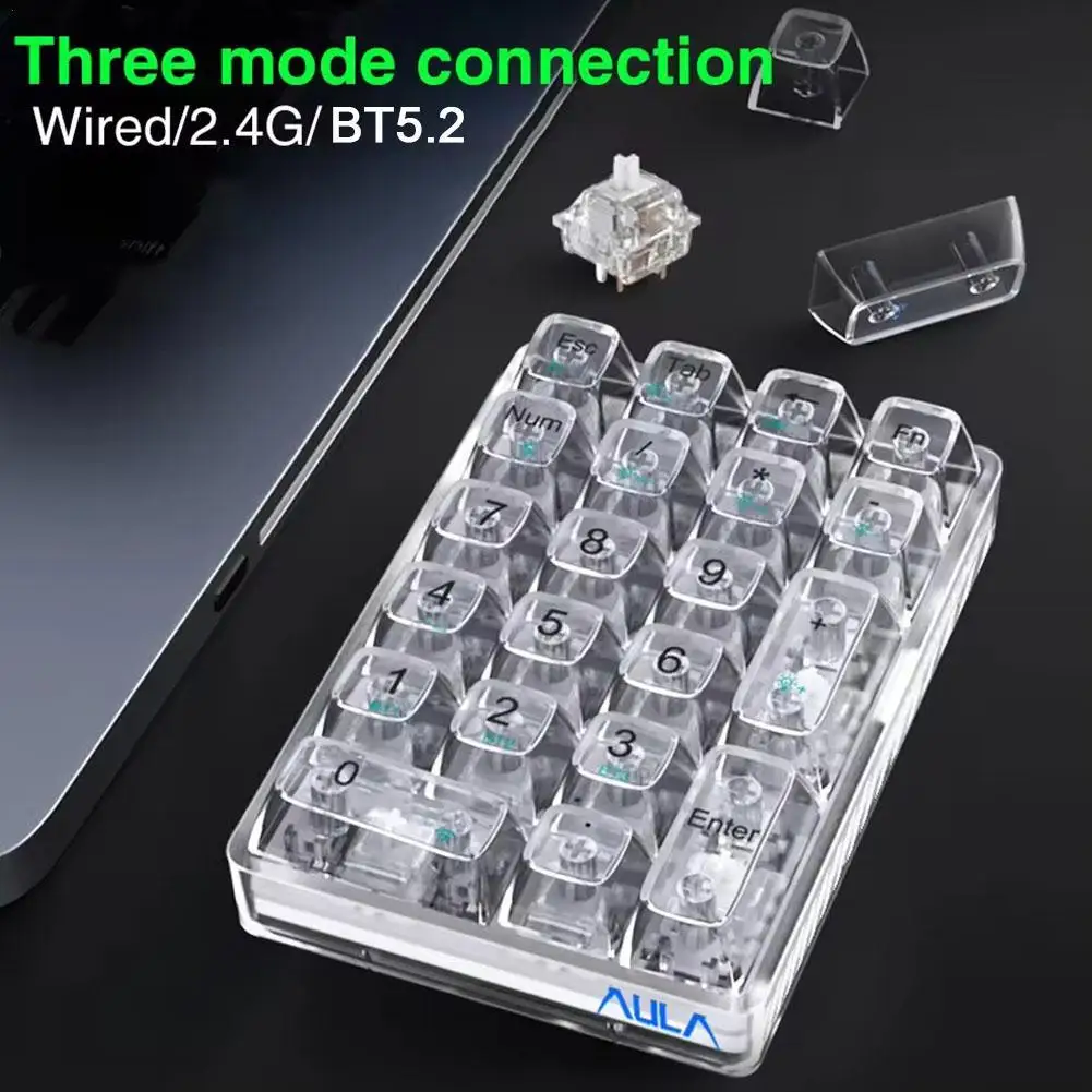 

Клавиатура с прозрачными цифрами F21, проводная, 2,4 ГГц, Bluetooth, 21 клавиша