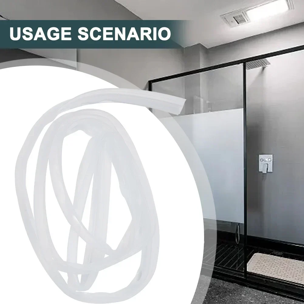 6/8/10/12mm Shower Screen Seal Strip Silicon Rubber Frameless Glass Door Bottom Weather Stripping Seal Sweep Glue-free Bathroom