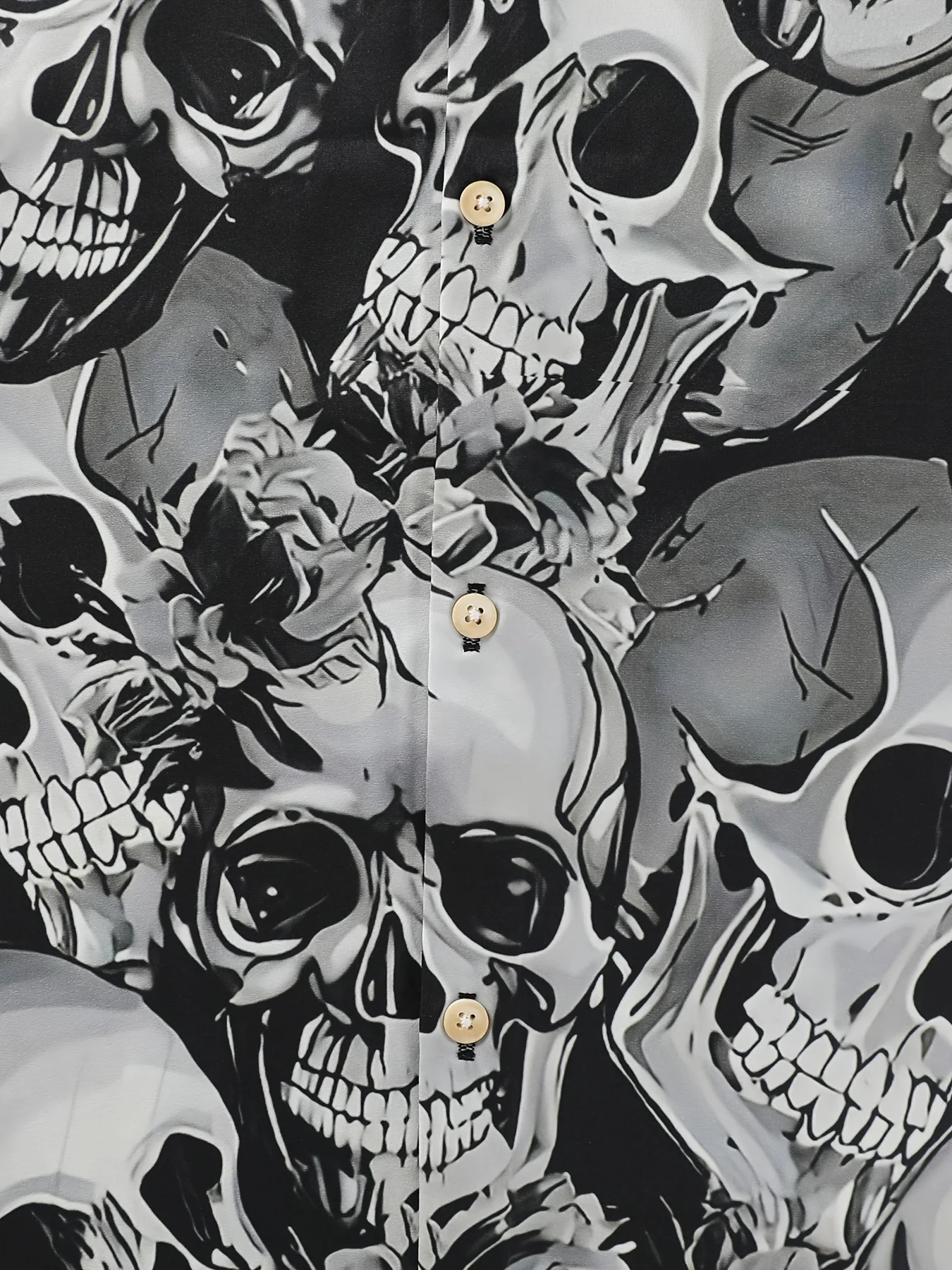 Skull Print Men's Large Size Lapel Shirt Summer Fashion Street Hip Hop Trend Tops Men's Shirt Oversized T-shirt 4