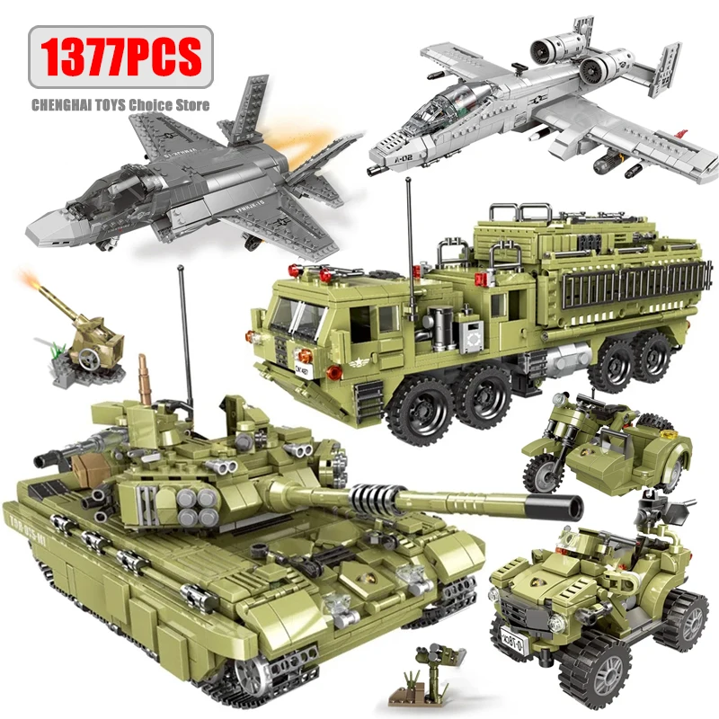 Military Main Battle Tank Fighter Building Blocks WW2 Army Trucks ...