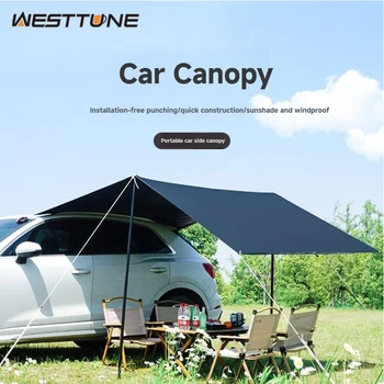 WESTTUNE Portable Car Awning Tarp – Lightweight Rear Vehicle Shelter 1
