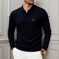 Polo haut de gamme brodé à manches longues pour homme, vêtement d'automne, nouveau, confortable et respirant, t-shirt décontracté de marque 1