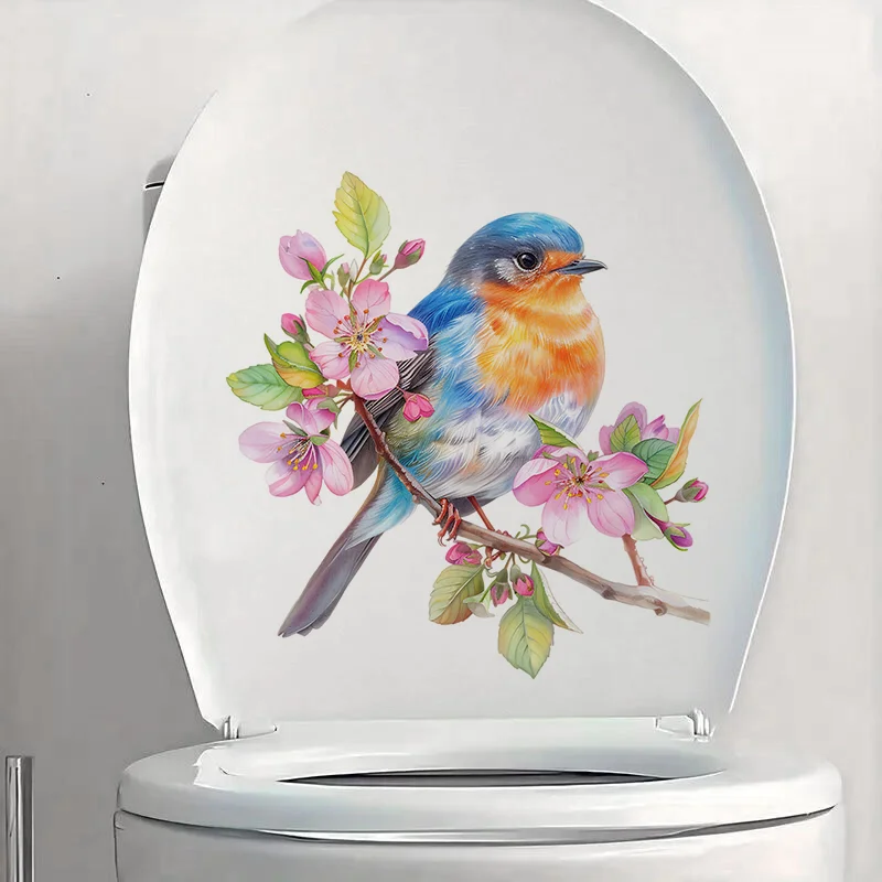 C1257# Blue Bird Toilet Stickers Decoration for Living Room Wall Bedroom and Home Decor Car Decals Self-Adhesive