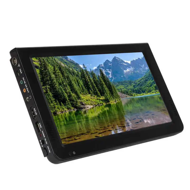 10 Inch 100-240V Digital Television 16:9 TFT LED 1080P Rechargeable HD Multimedia Interface Video Player for Home Car EU Plug