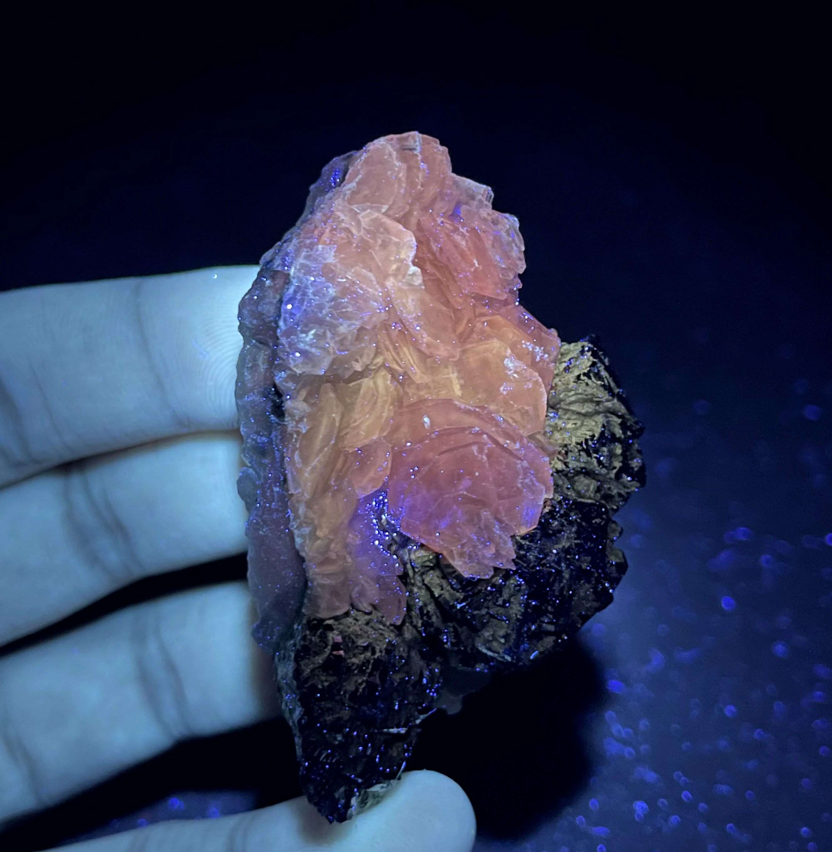 Natural Fluorescent calcite and pyrite Symbiotic  mineral specimen + healing quartz crystals and stones rock gemstone 2