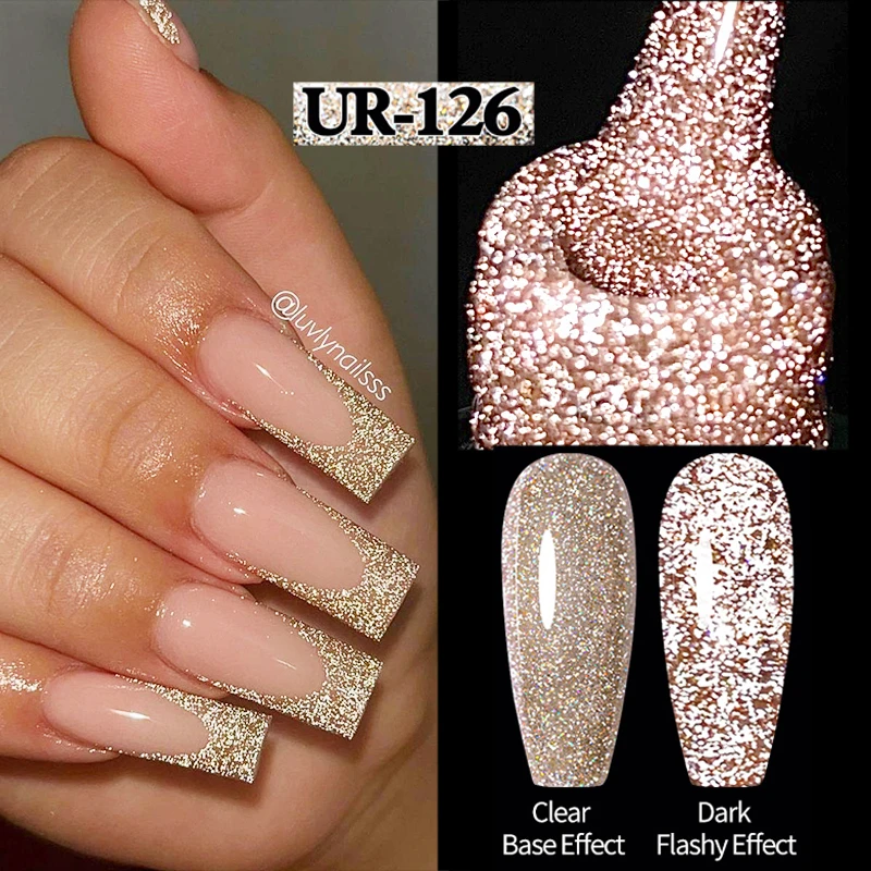 Ur Sugar 7.5Ml Champagne Riflettente Gel Polish Golden Glitter Soak Off Semi Permanente Uv Led Vernice Gel Nail Art Polish