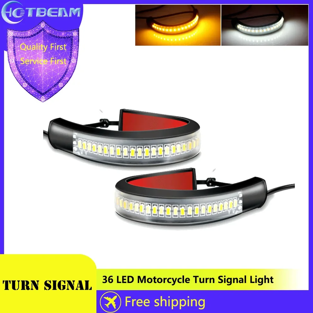 36 LED Motorcycle Turn Signal Light Universal Flexible 12V Yellow White DRL Brake Lamp Moto Flashing Tail Turn Signal Light