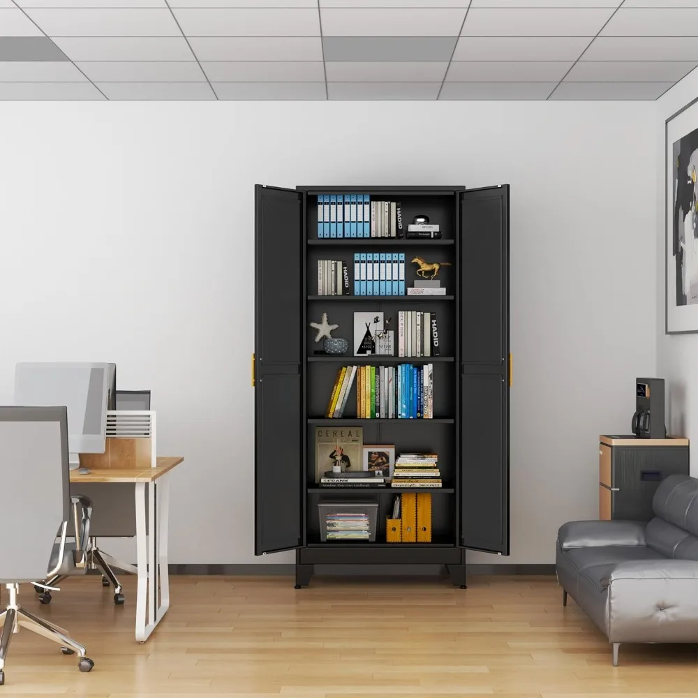 Kitchen Pantry Storage Cabinet with Doors and Adjustable Shelves, Metal ClosetMaid Food Pantry Cabinets, Freestanding Cupboard 6