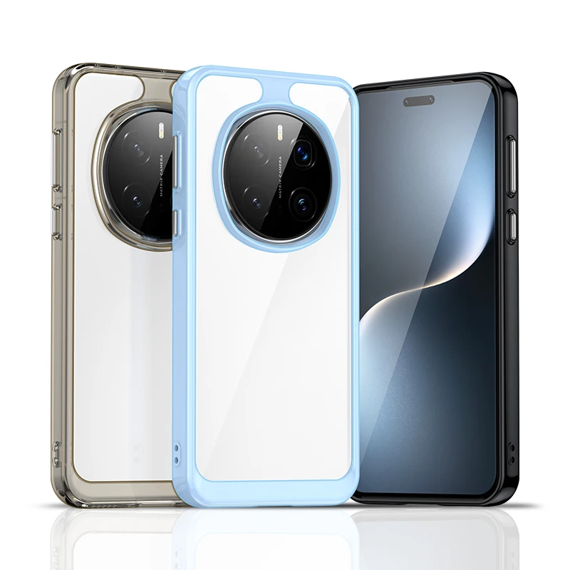 Clear Hard Back + Soft TPU Bumper Case with Camera Lens Protection - Transparent Cover