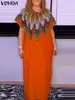 VONDA Women Plus Size Maxi Long Dress Vintage Short Sleeve Printed Party Sundress Summer Vestidos Casual Loose Robe Oversized