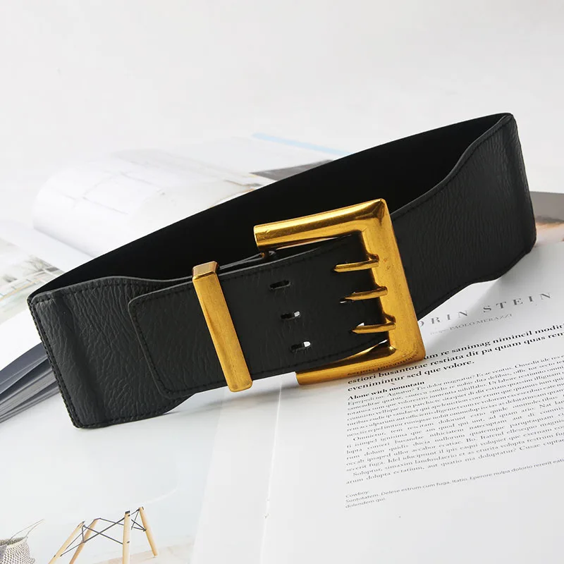 New Women Stretchy Wide Waist Belt Ladies Elastic Dress Cummerbund with Pin Buckle Stretch Fashion Cinch Belts for Women