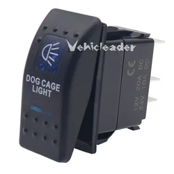 Waterproof Dual Blue LED Rocker Switch for Vehicle and Marine Use (DOG CAGE LIGHT)
