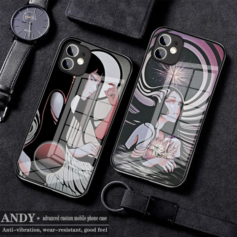 Art Hinata Girl Phone Case Glass Per Iphone 11 12 13 14 Pro Xr Xs Max 8X7 14 Plus Se 13 Pro Design Iphone Cover